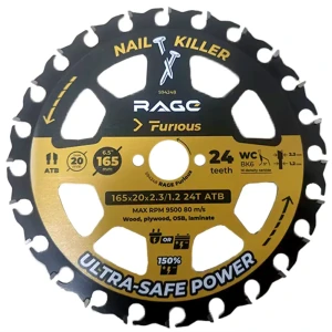 Диск пильный по дереву Rage W&N Furious 594248 24T 165x20/16x1.2 мм