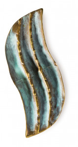 S102 брошь, латунь, зеленая патина, 8/3 см Arisztid Szendy