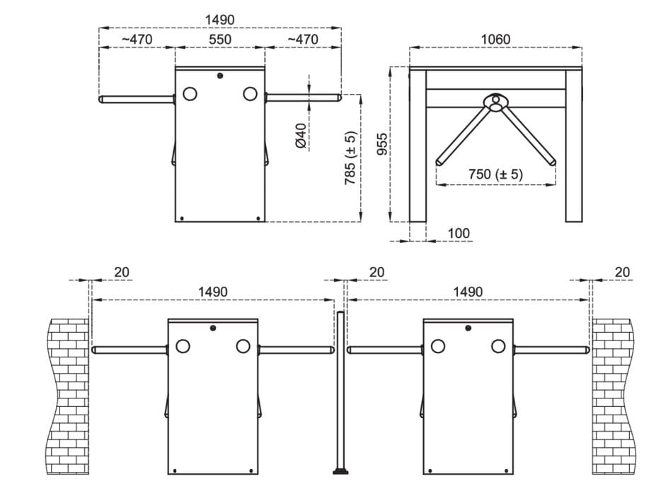 Турникет из нержавеющей стали CAME 700 E N1-D ARCH-00147748 - Вид №2