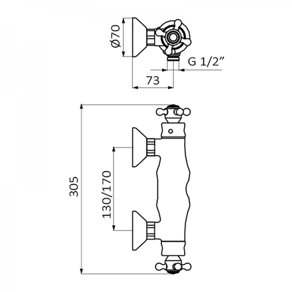 131190 PREMIUM Хром 1866 термостатический душ Хром GRB MIXERS  - Вид №1