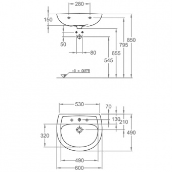 223060000 Подвесная раковина настенная овальная BATi BALi  - Вид №4