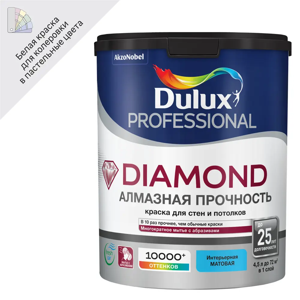 Dulux Professional Diamond — матовая краска для стен и потолков с алмазной прочностью 84734450 STLM-0054372