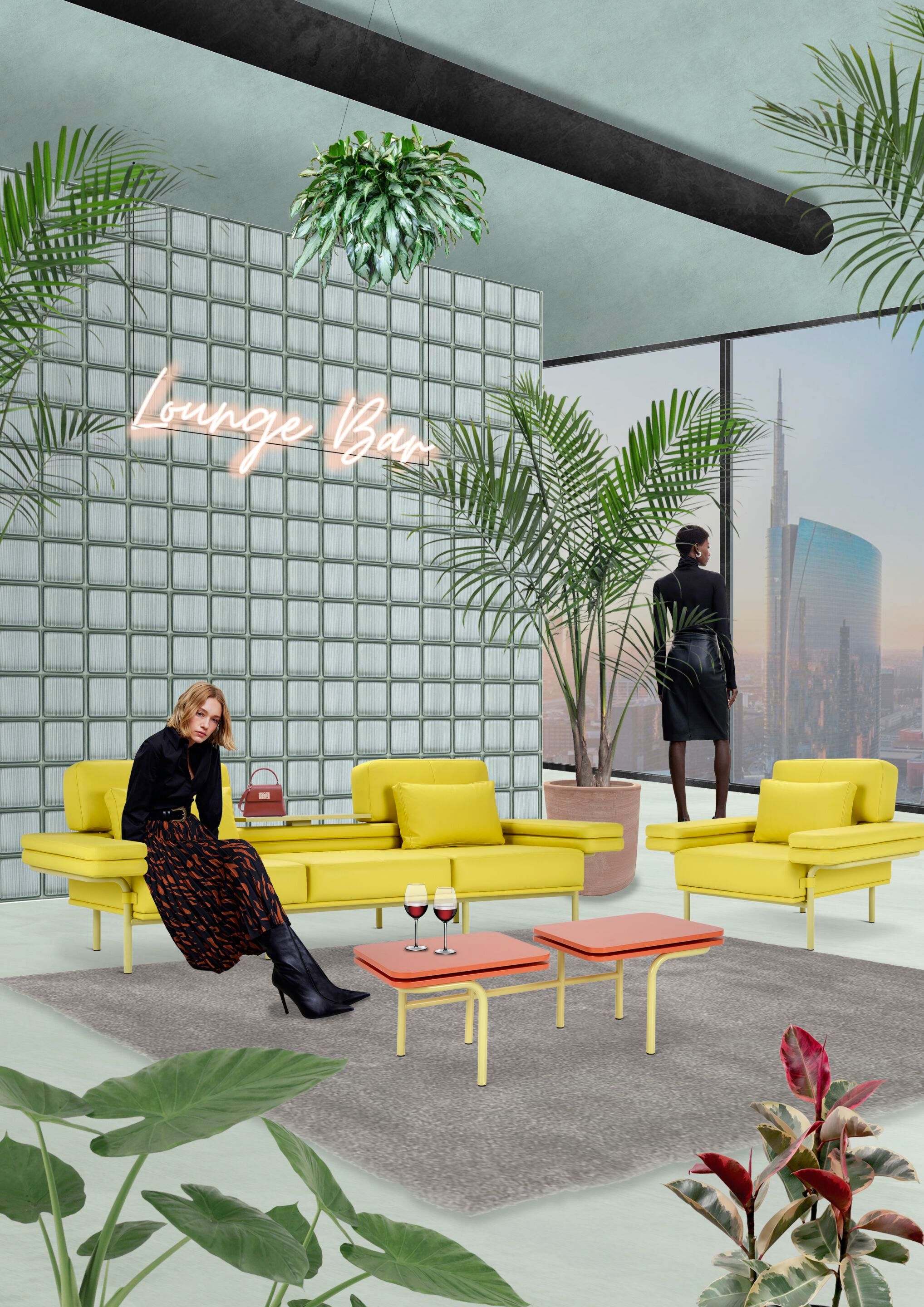 Низкий журнальный столик с трубчатым металлом и столешницами из лакированного МДФ Adrenalina ARCH-00148446 - Вид №4