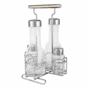 Бутылки для масла и уксуса с солонкой и перечницей 4 предмета серебро "Перле" REGENT ПЕРЛЕ 00-3946617 Прозрачный;серебро