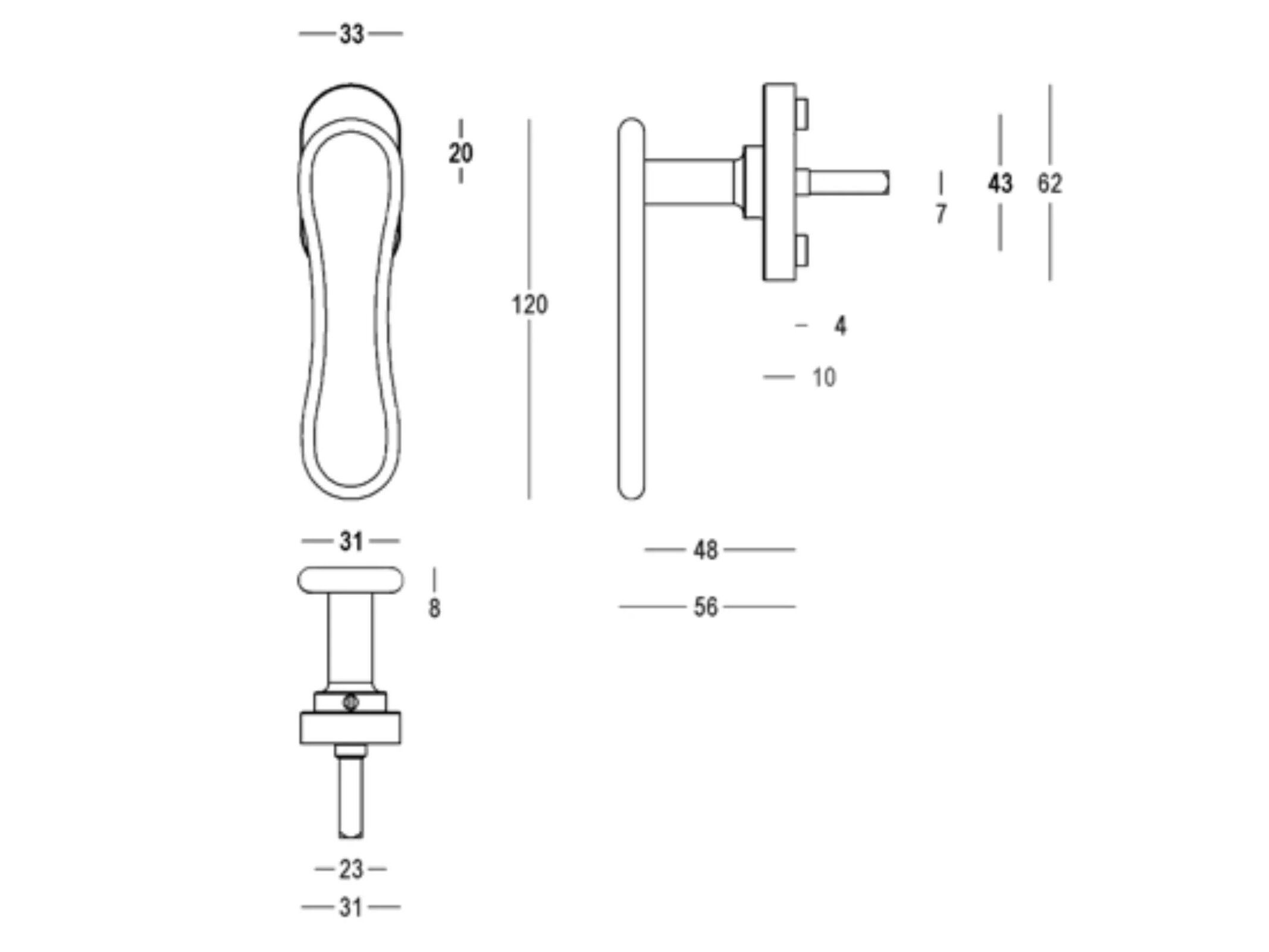 Латунная оконная ручка DK Quincalux Канны ARCH-00120569 - Вид №4