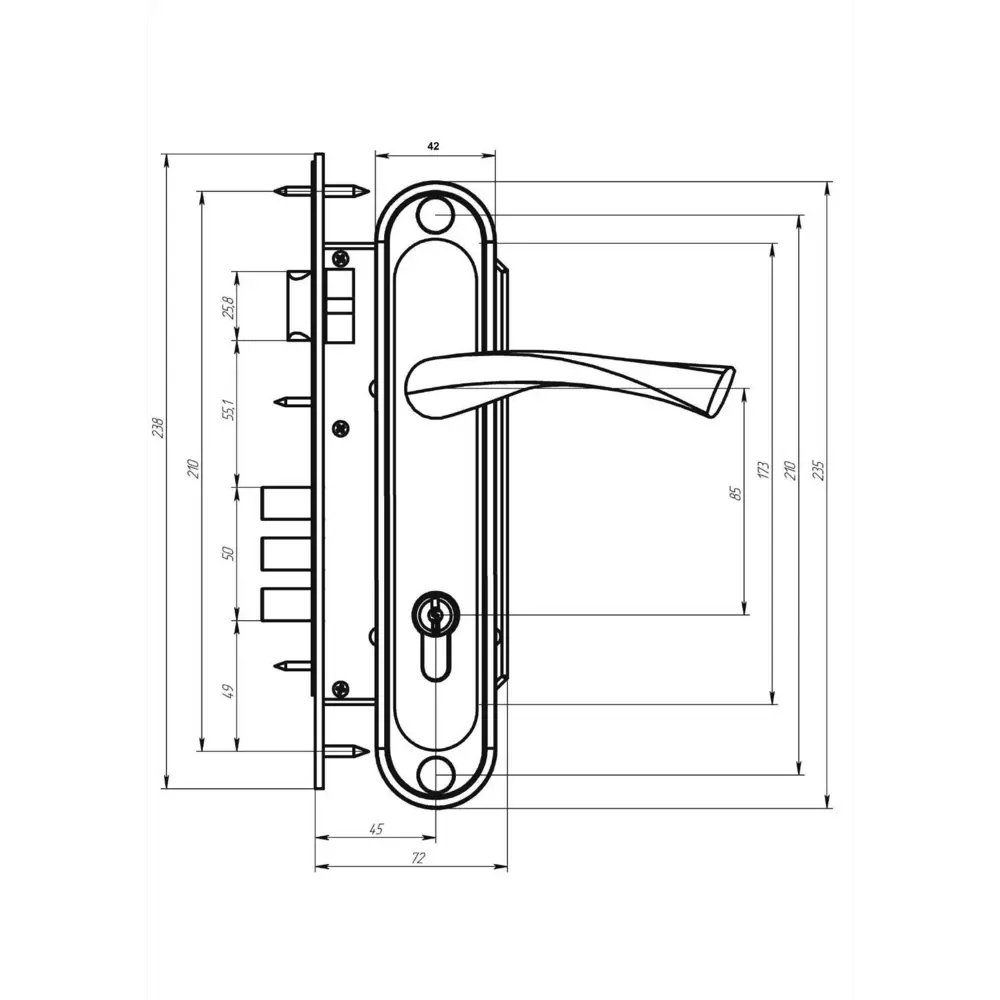 ЗЕНИТ Замок врезной для деревянных дверей с медным покрытием 85302252 STLM-1383115 - Вид №5