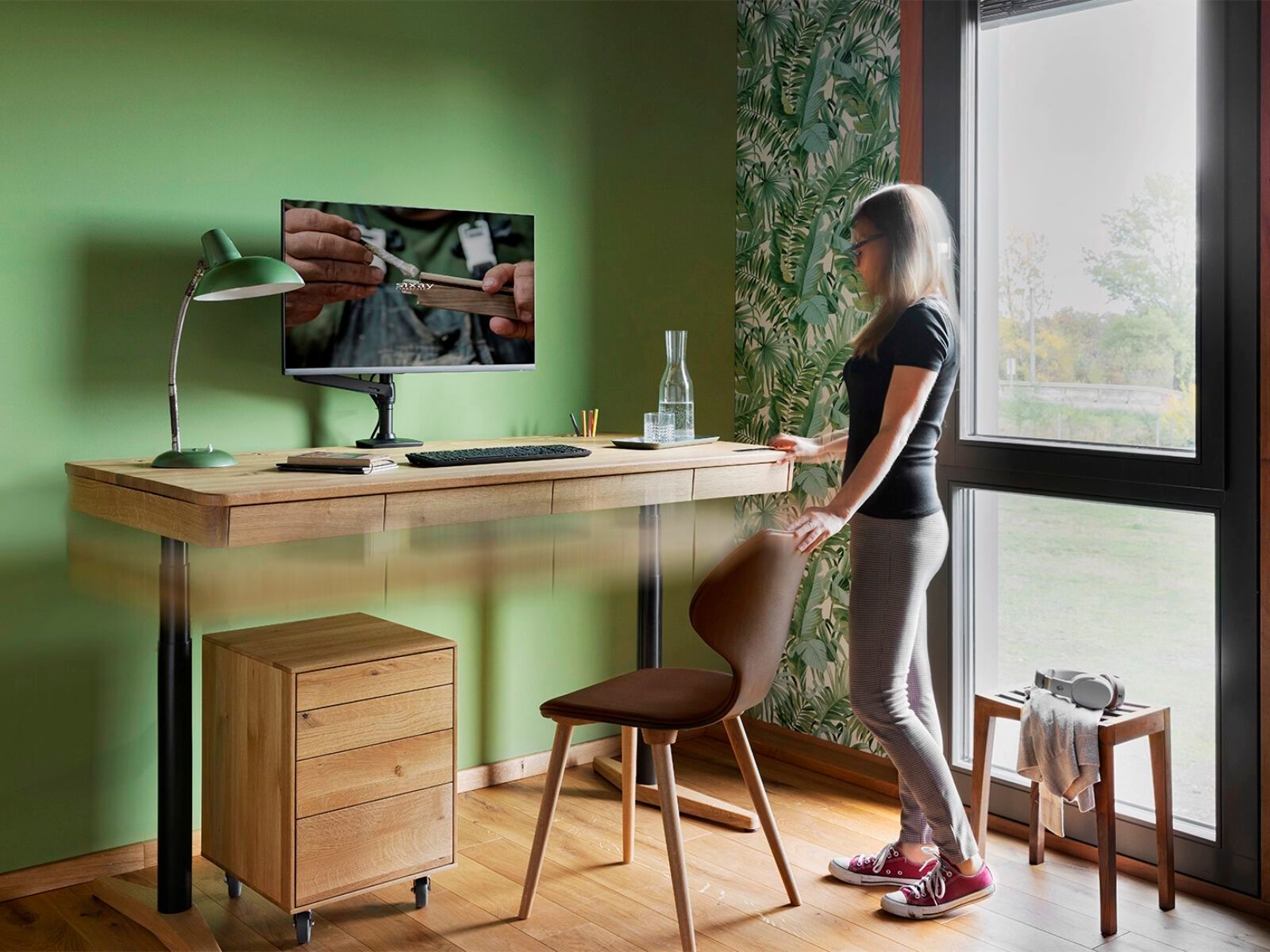 Стол из массива дерева с регулируемой высотой sixay furniture UPP! Height Adjustable Desk ARCH-00020749 - Вид №1