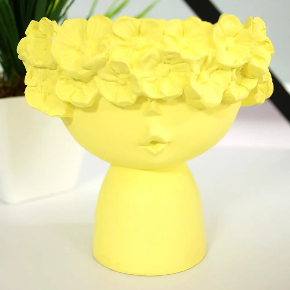 Ваза фигурная Мила гипс цвет лимон 13.3 см EVIS STLM-2012508 - Вид №2