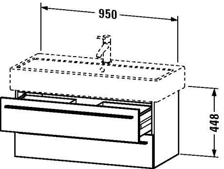 Тумбочка подвесная X-Large #XL6346 950 x 443 мм Duravit XL634608585 - Вид №1