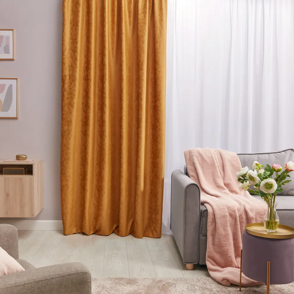 Штора на ленте Вельвет 200x280 см цвет золото WITERRA STLM-2200710