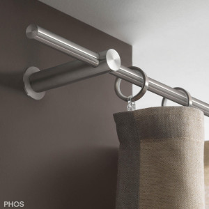 VS20-100-3000 Комплект карнизов: 300 см с 2 держателями и 1 держателем карниза в качестве центральной опоры (на среднем расстоянии от стены) PHOS
