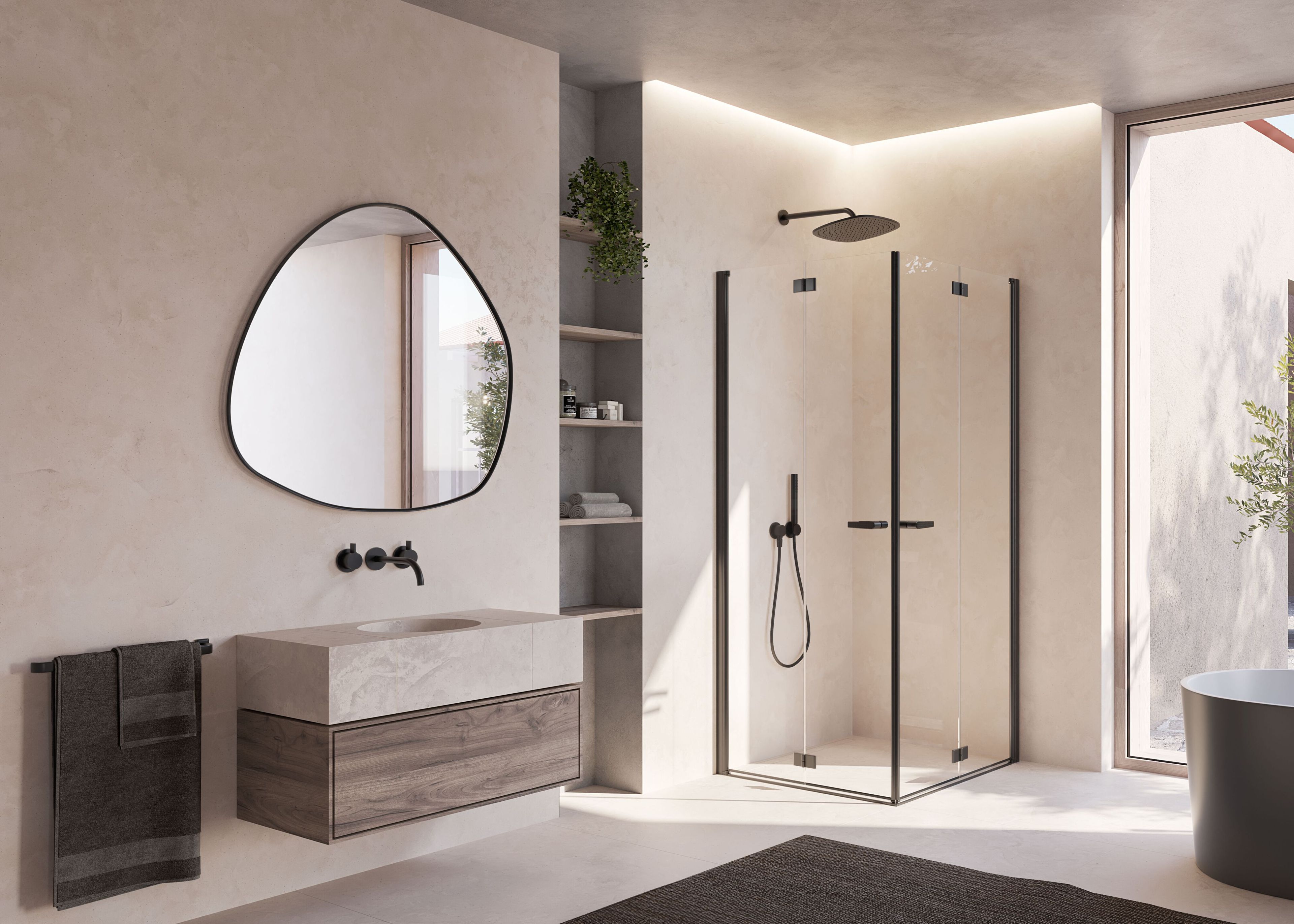 Угловая душевая кабина из хрусталя с распашной дверью DUKA Multi-S 4000 NEW ARCH-00110400 - Вид №1