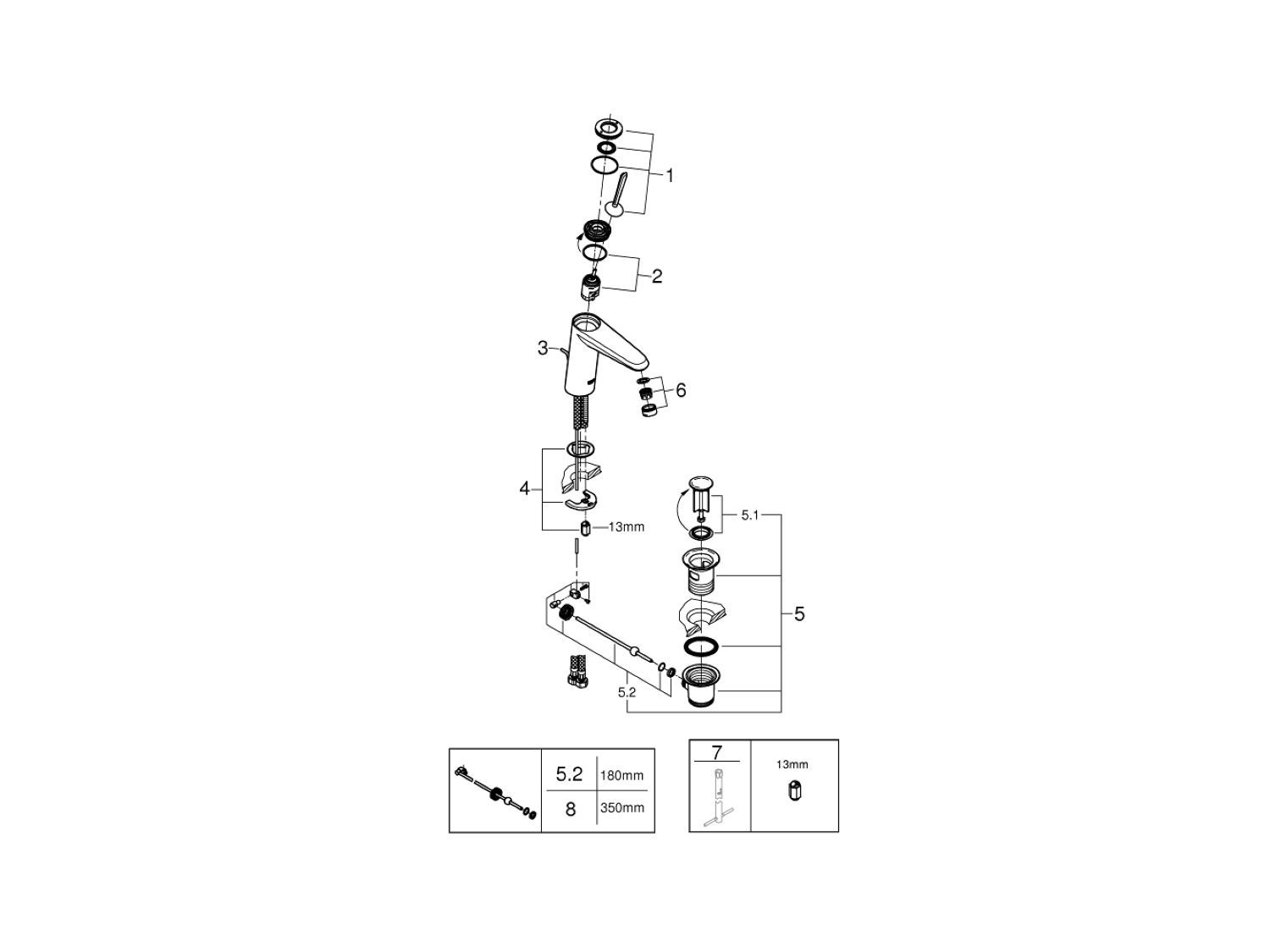 Однорычажный смеситель для раковины с водостоком Grohe Eurodisc Joy ARCH-00113411 - Вид №5