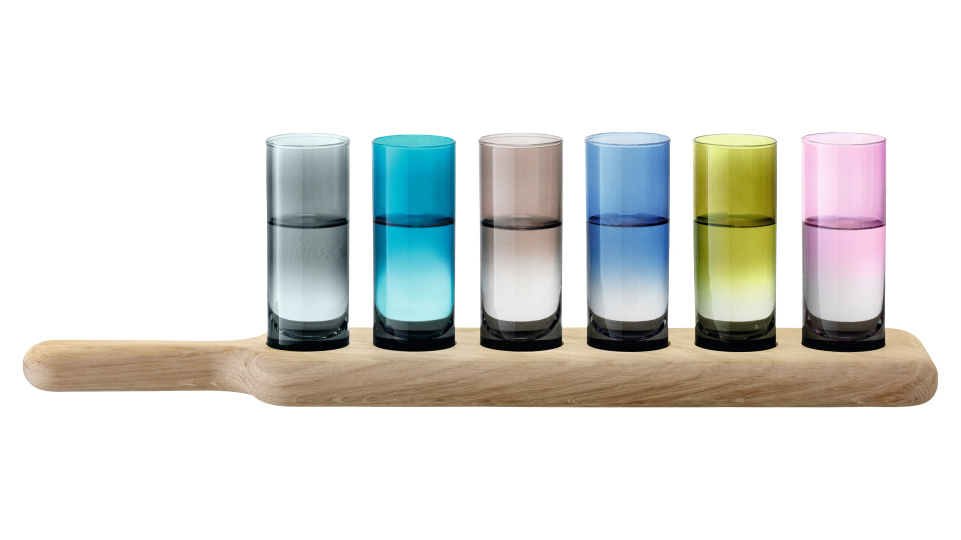 10656287 LSA International Набор разноцветных стопок на подставке LSA International, "Paddle", 6шт. Стекло - Вид №1