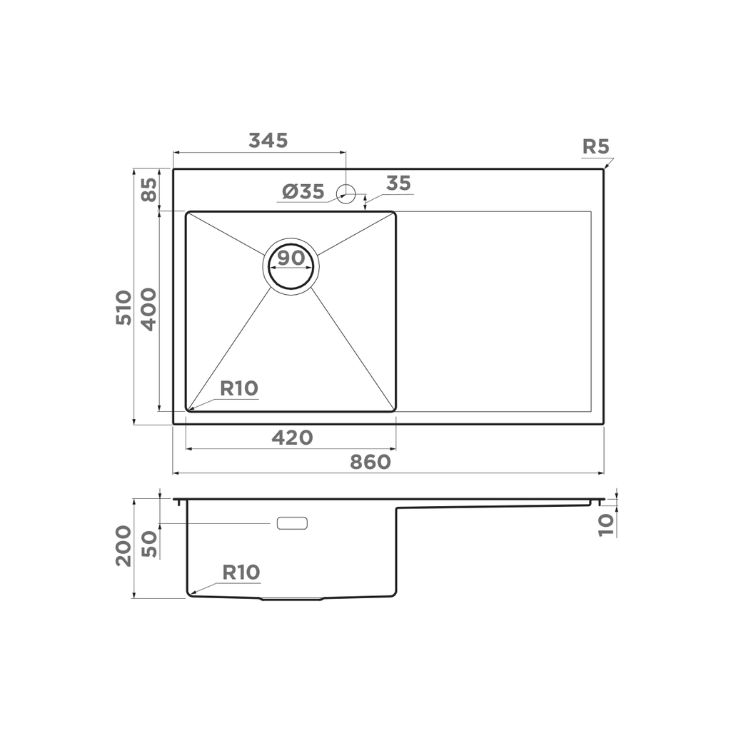 Кухонная мойка Akisame 86 IN-R OMOIKIRI 4993763 - Вид №3