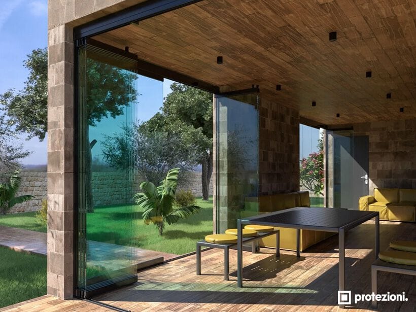 Панорамное окно для упаковки без вертикальных профилей Protezioni Visio ARCH-00095655 - Вид №4