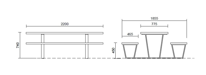 Прямоугольный стол для пикника WPC со встроенными скамейками Studio Città VOLT ARCH-00023585 - Вид №2