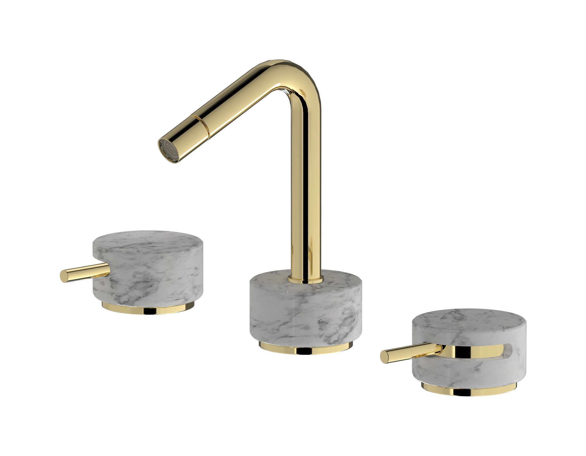 Смеситель для биде с 3 отверстиями для мраморной столешницы с автоматическим сливом IB мрамор + мрамор Elle ARCH-00121920 - Вид №7