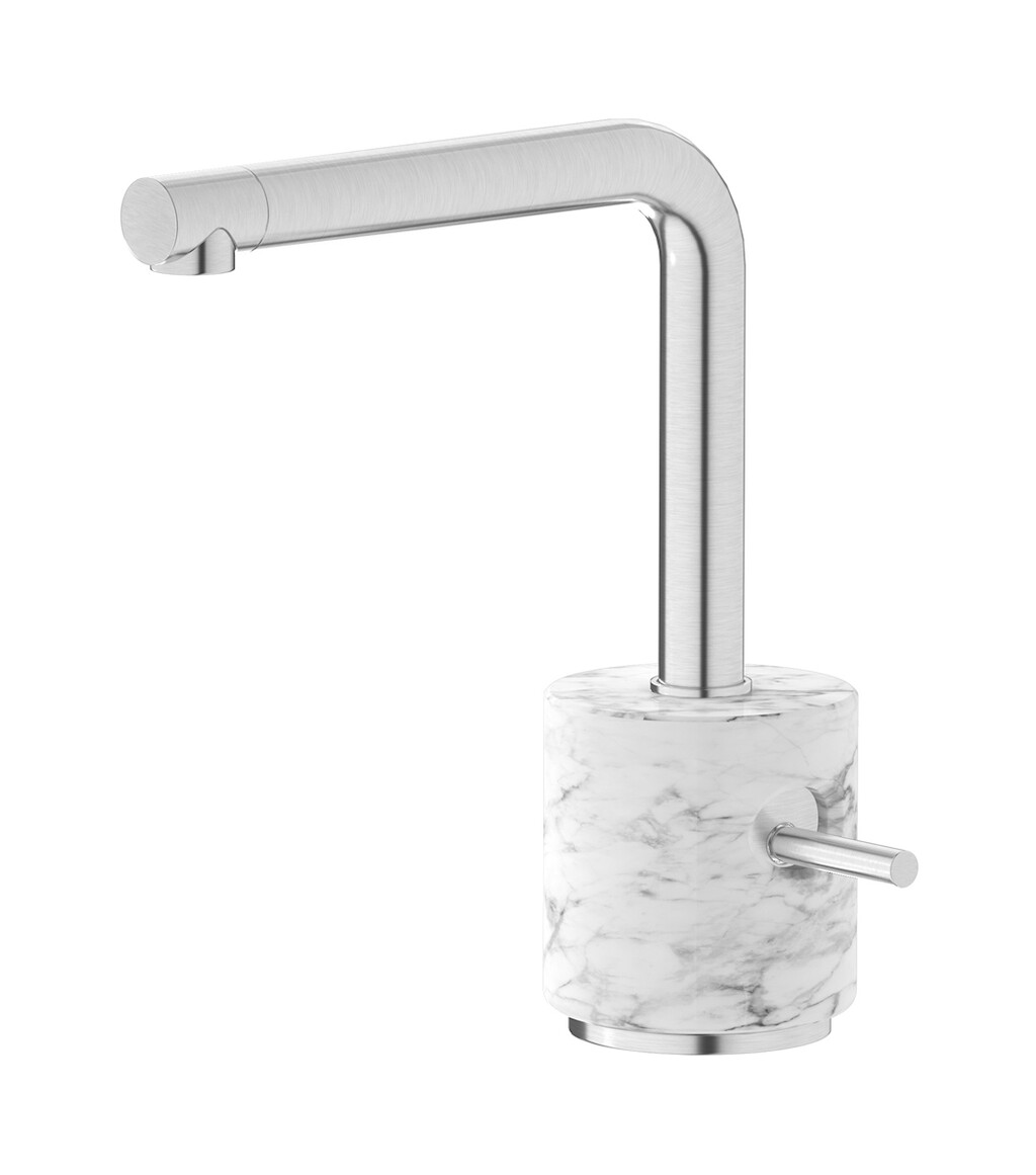 Смеситель для раковины на 1 отверстие в комплекте с донным клапаном WE ARE IB mm200ss_1 Brushed Nickel Marmo