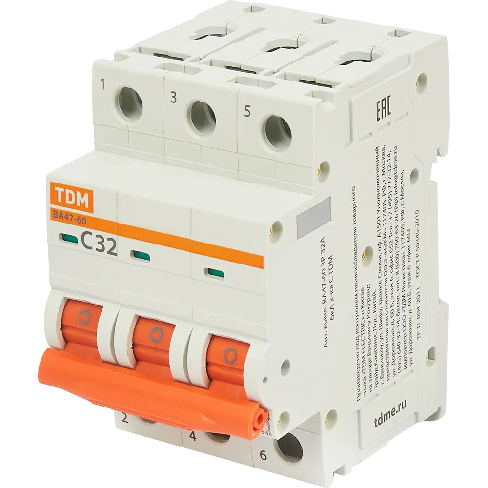 Автоматический выключатель TDM Electric ВА47-60 3P C32A 84399542 STLM-0049315