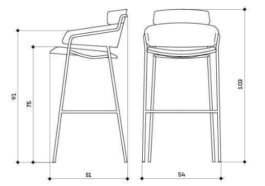 Высокий стул с подлокотниками с подставкой для ног arrmet ARCH-00079502 - Вид №1