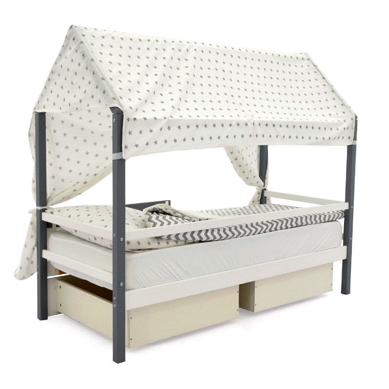 Крыша для кровати-домика текстильная Svogen звезды графит БЕЛЬМАРКО  00-3833096 Серый Santreyd  - Вид №3