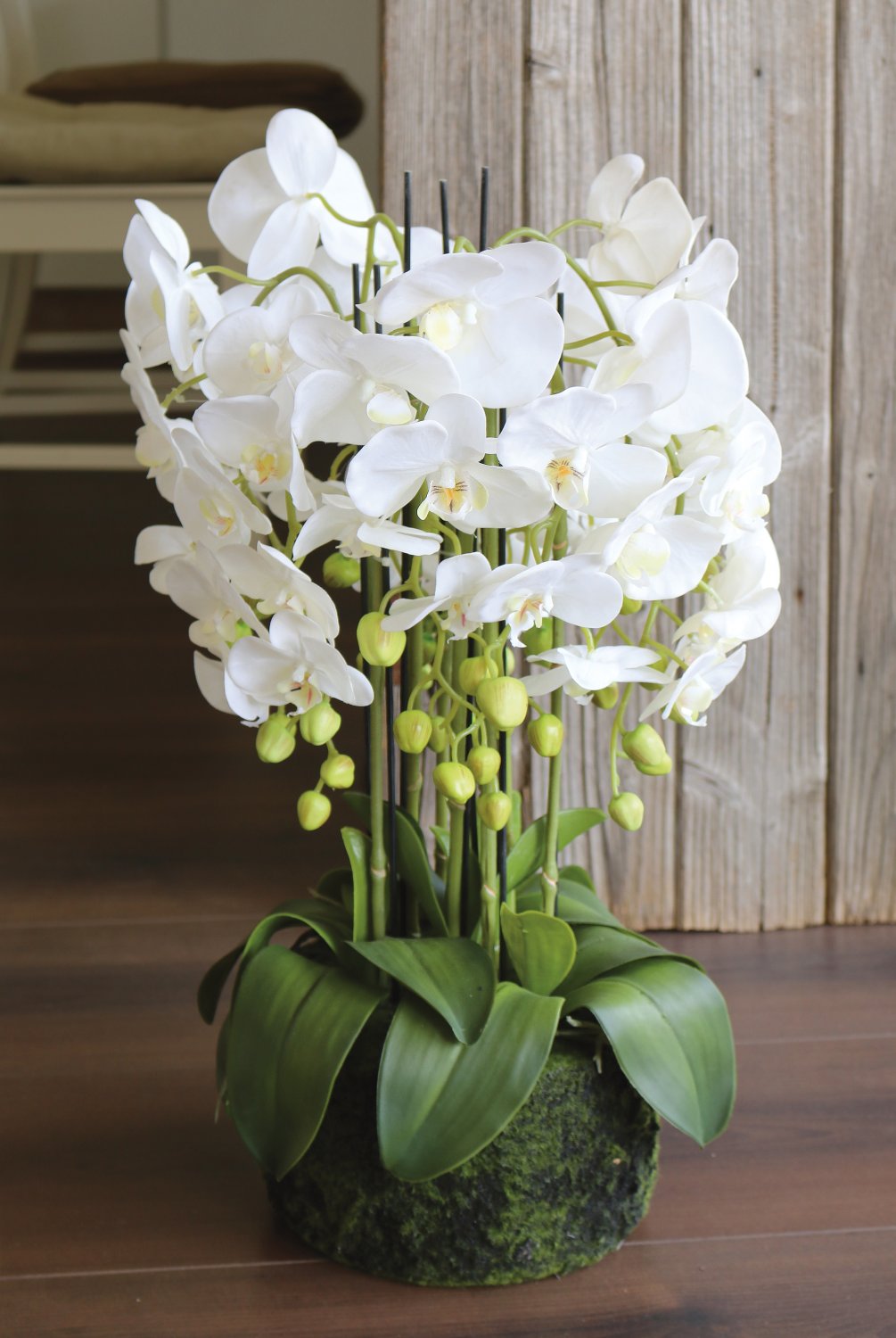 2861 777 a3 Пластиковая орхидея Phalaenopsis с 'почвой', 9-кратная, 70 см, real touch, белая H-andreas  - Вид №8