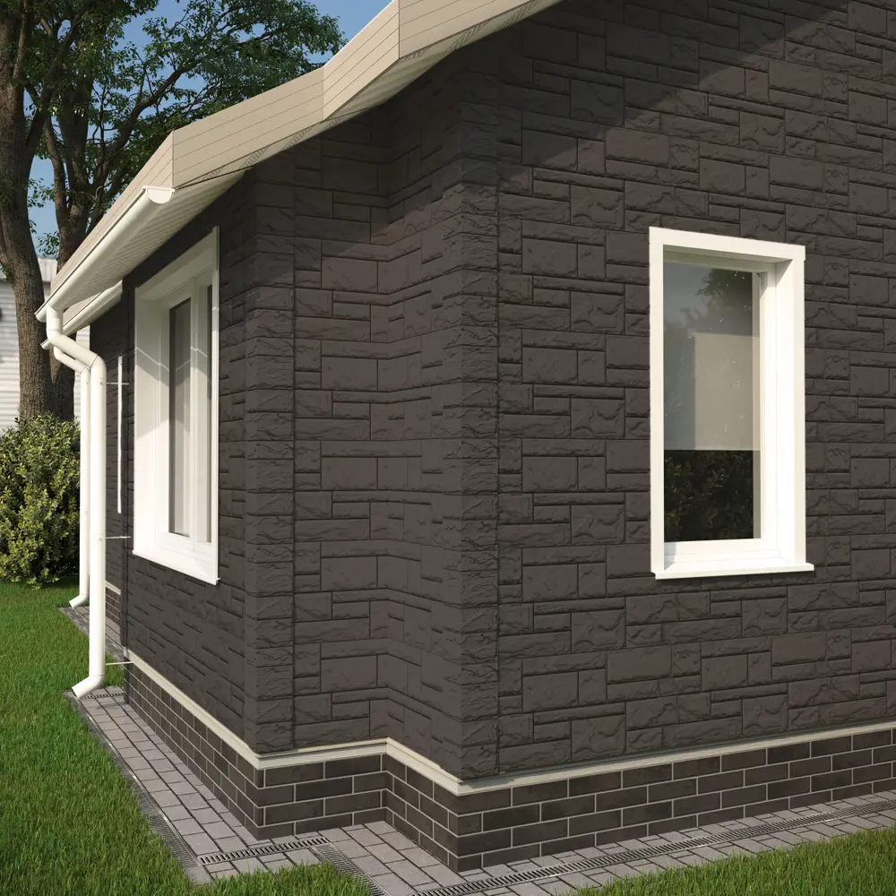 Фасадная панель Docke Камень крупный 930x406 мм тёмно-коричневый 0.38 м² DÖCKE Сланец STLM-2178795 - Вид №3