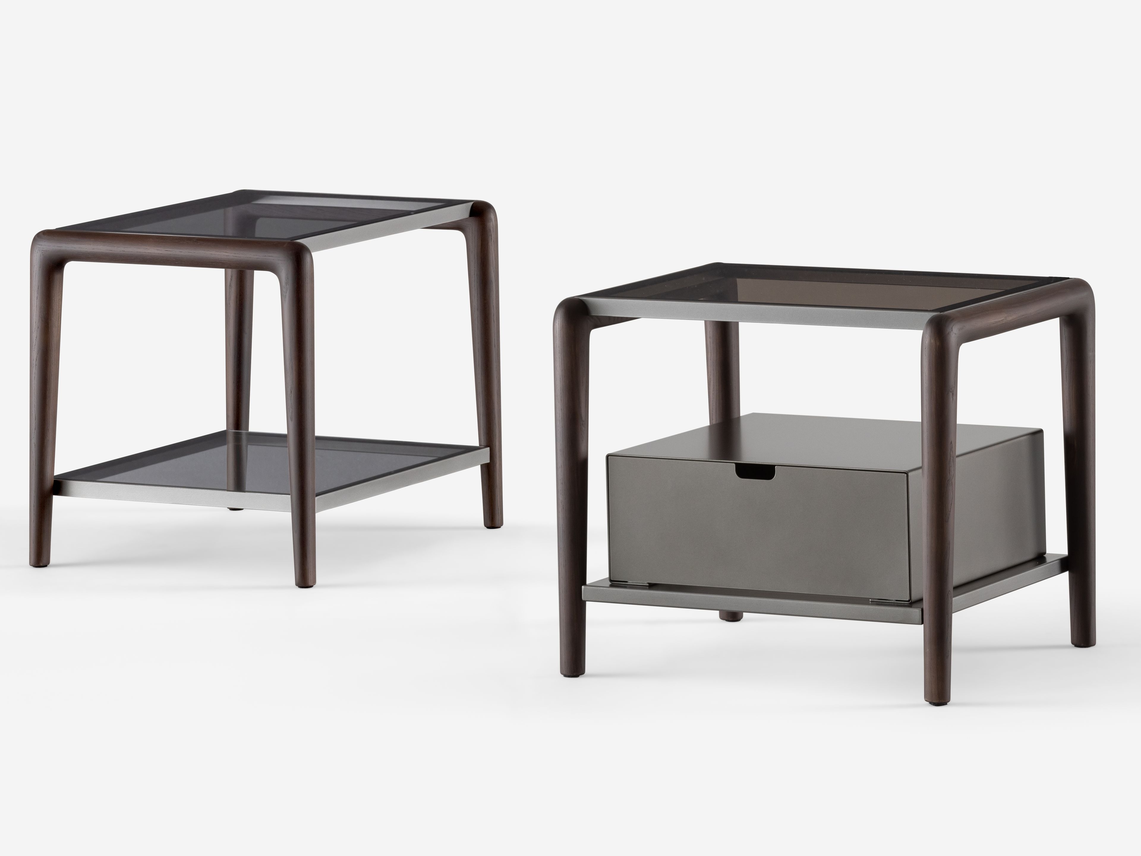 Деревянная и стеклянная квадратная прикроватная тумбочка Flou Гауди ARCH-00125537