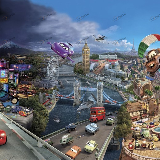 8-400-Cars-World Фотообои Komar Disney 2.54х3.68 м 8400CARSWORLD