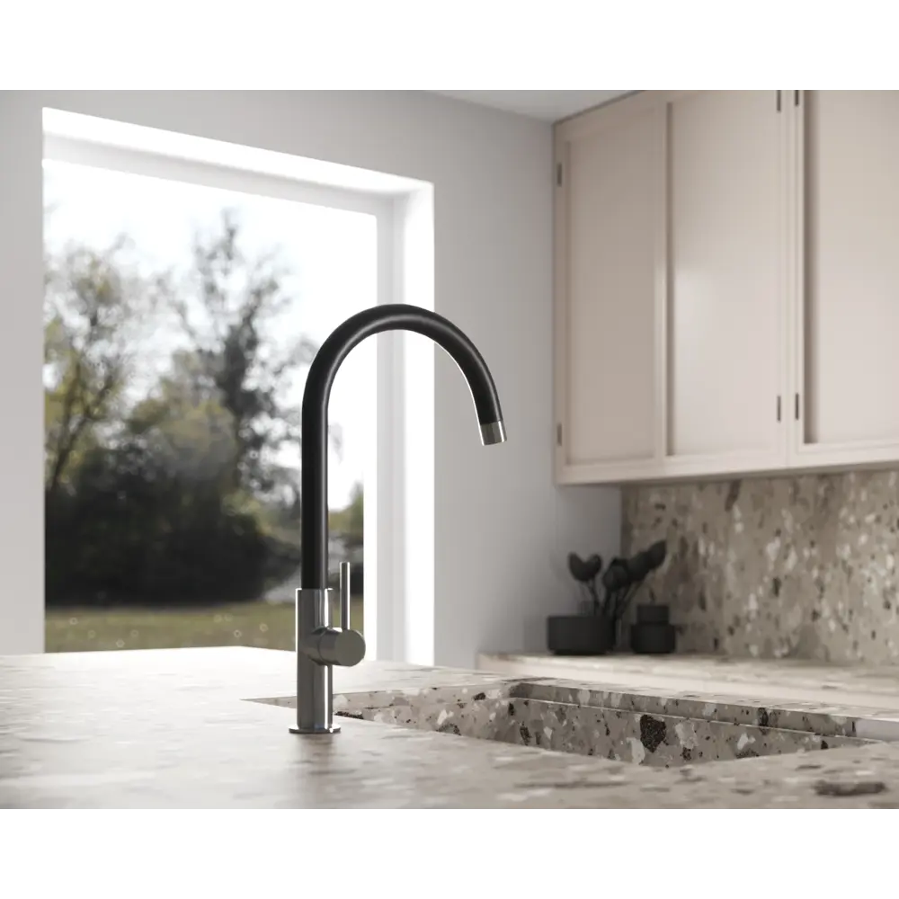 Смеситель для кухни Paini Sky 37 см цвет хром/чёрный гранит STLM-2010393