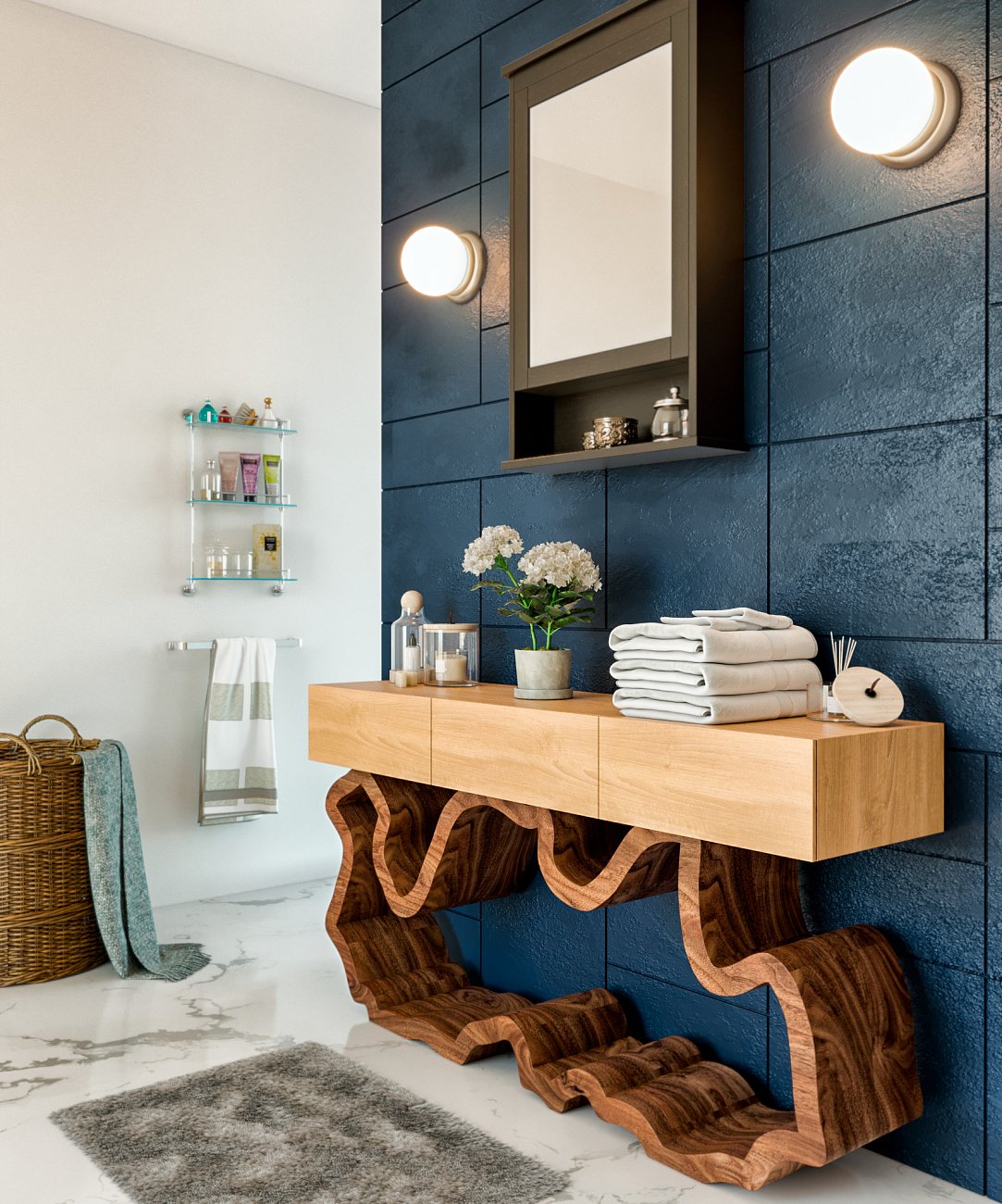 Консоль черная с деревянными ящиками "Эклер 2.0" ODINGENIY  178451 Бежевый;черный  - Вид №1