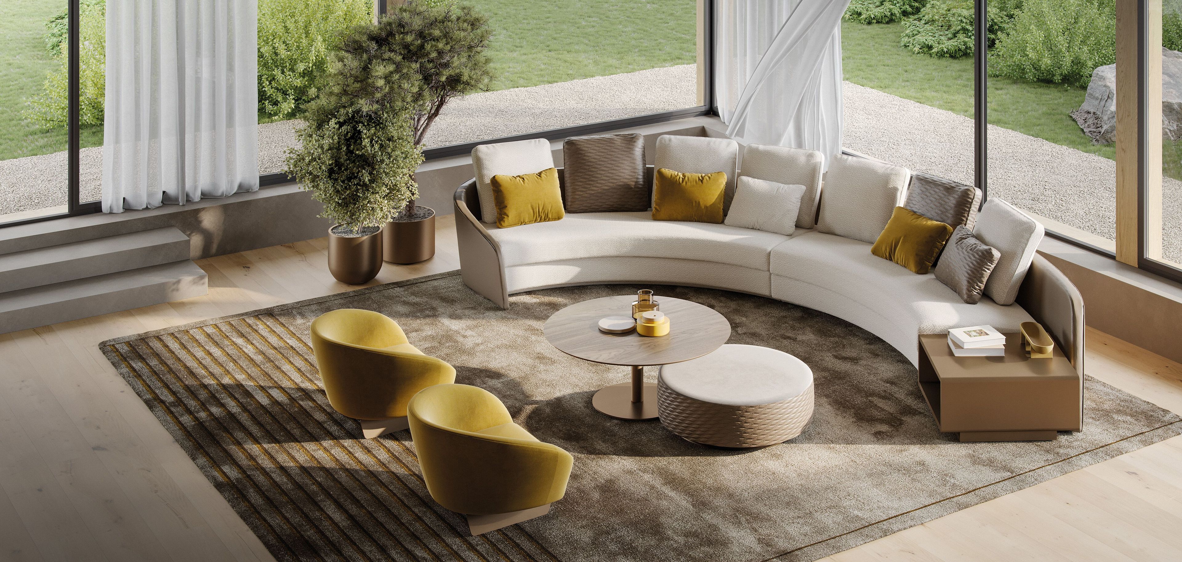 Съемный модульный угловой диван из кожи и ткани REFLEX Pininfarina home design ARCH-00144851 - Вид №4