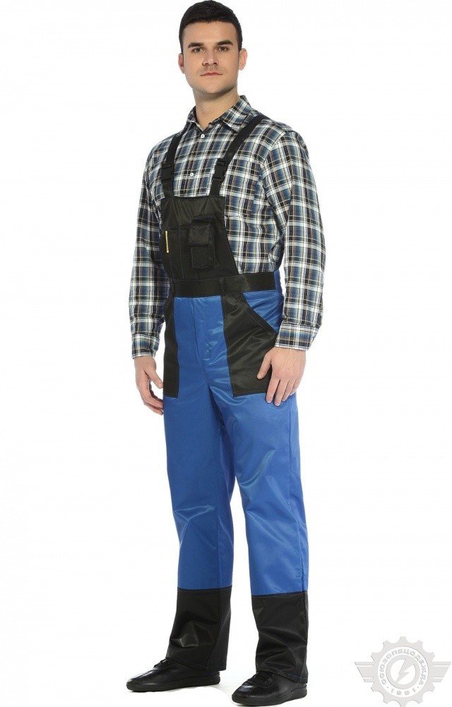 61472 Полукомбинезон "Мастер" василек-черный  Летняя спецодежда  размер 48-50/182-188  - Вид №2