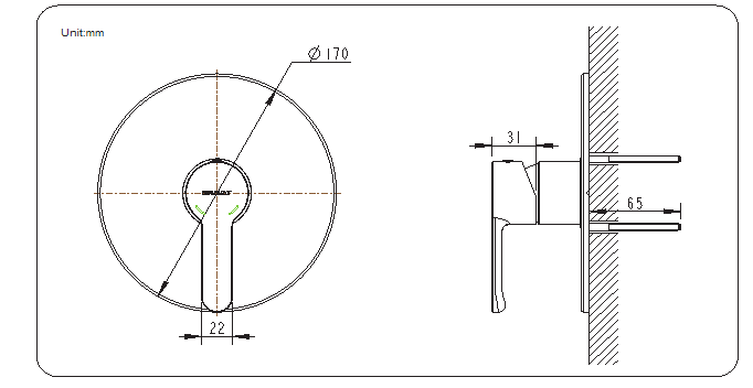 Смеситель встраиваемый в стену (1-функц.) STREAM PB83783CP-ENG bravat - Вид №1