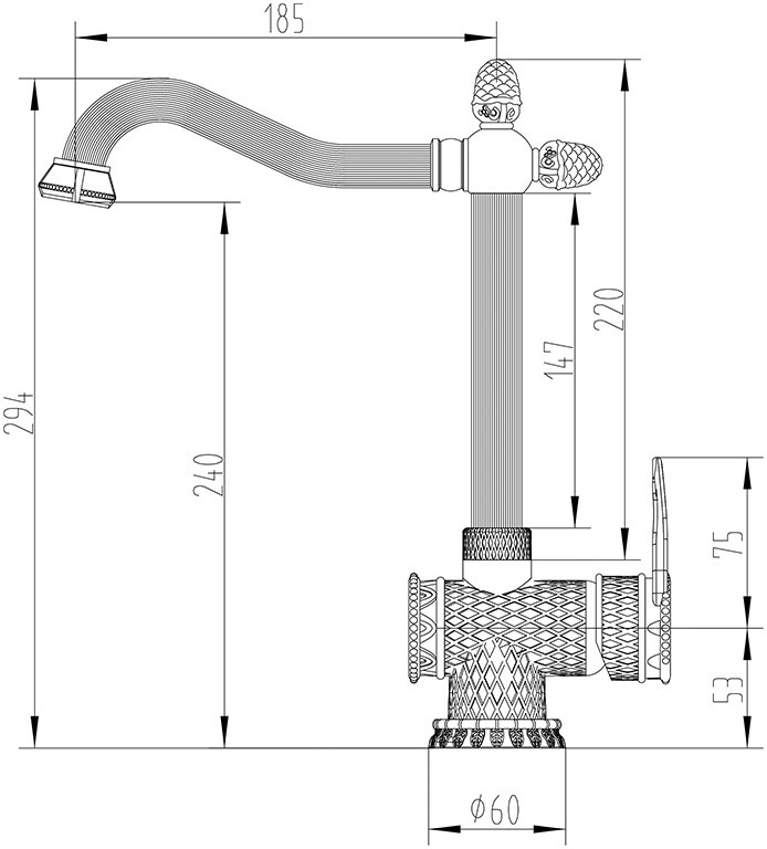 Смеситель ZorG Antic A 423 K-BR для кухонной мойки, бронза - Вид №1