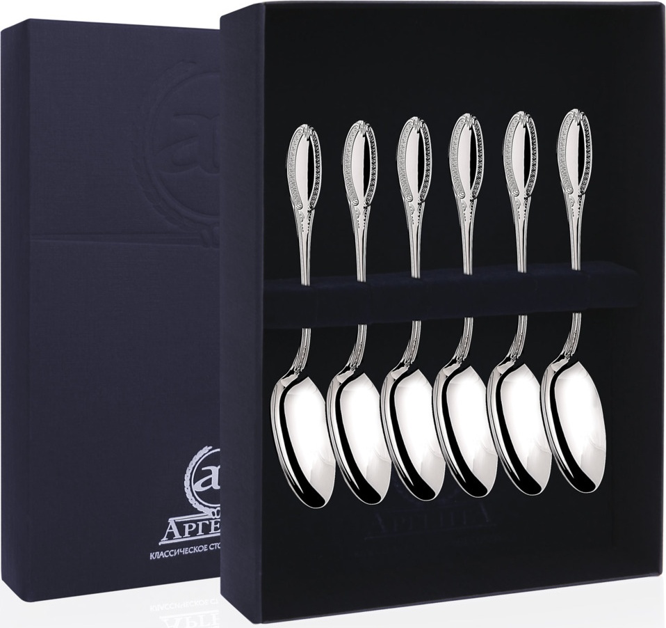 10620831 Аргента (Россия) Набор кофейных ложек 6пр "Император" +футляр Серебро 925 