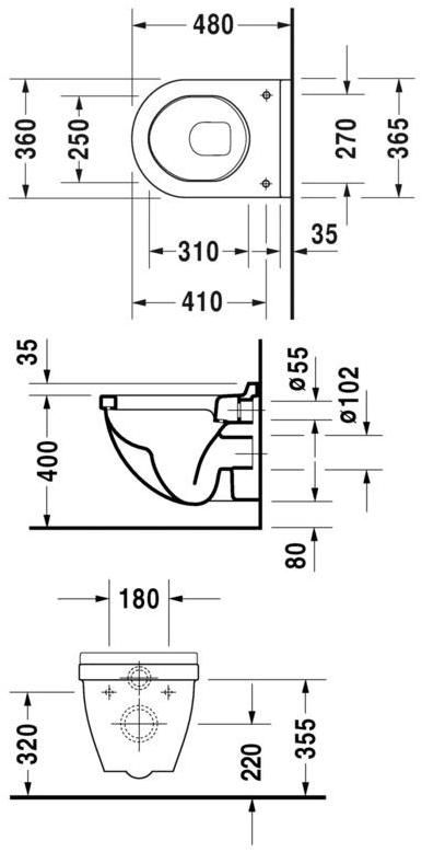 220209 Подвесной унитаз настенный Белый Duravit Starck 3 Германия - Вид №1