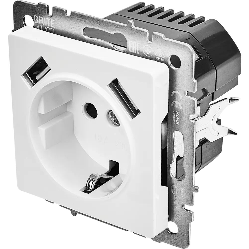 Розетка USB IEK Brite для современного интерьера с заземлением 87761534 STLM-1321697 - Вид №1