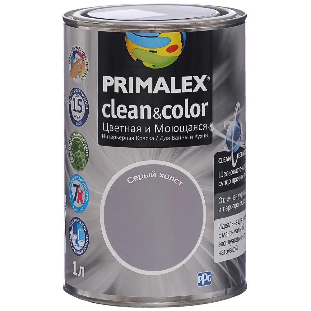 Краска PR-X Clean&Color 1 л Серый холст PRIMALEX STLM-2029489 - Вид №1