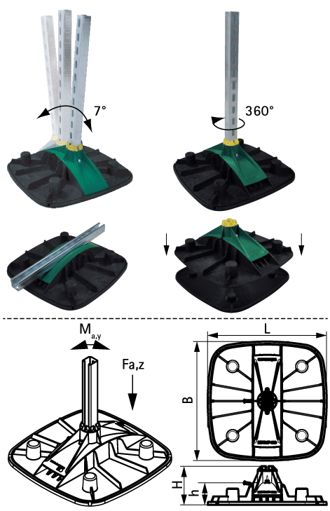 67685301 BIS Yeti® 480 Кровельные опоры (BUP1000) монтаж оборудования на кровле walraven  - Вид №1