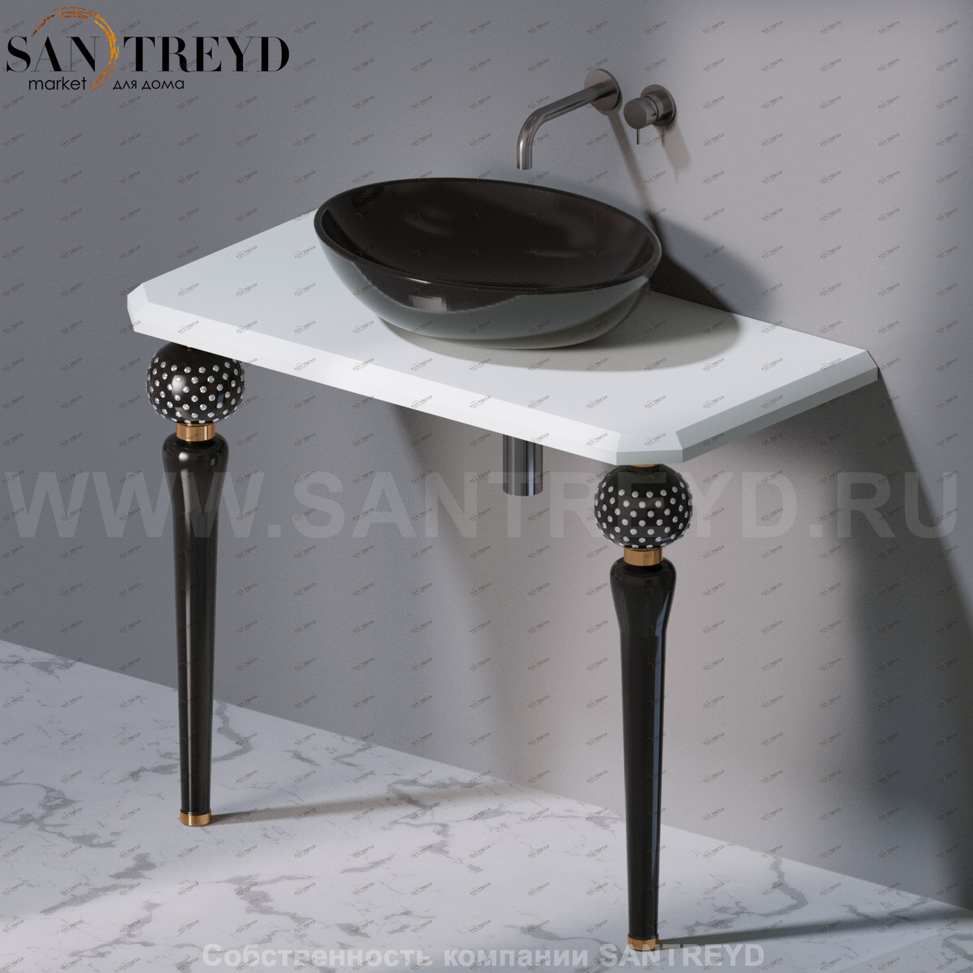 AeT ITALIA Deco Консольный столик с индивидуальными черными ножками со стразами С270.104SW С270104SW