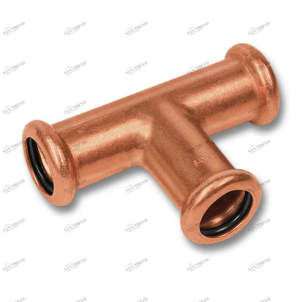 16130L15 SANHA 6130L пресс-фитинг, медь, тройник удлиненный ВПр 15 мм 