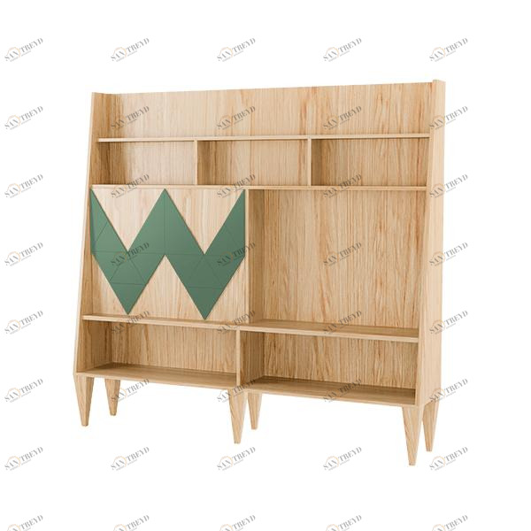 Стеллаж деревянный шпон зеленый Woo Wall WOODI  00-3966204 Бежевый;зеленый 