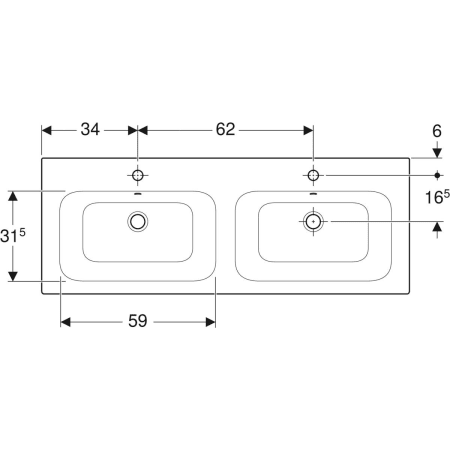 122230000 Двойная встраиваемая раковина Geberit Renova Plan Geberit  - Вид №2