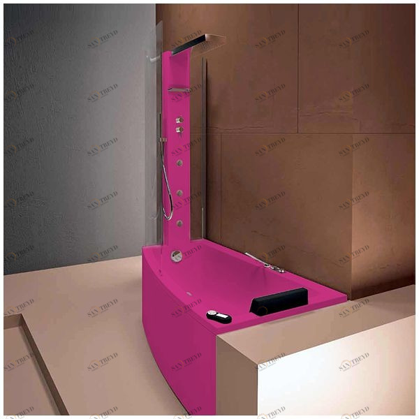 Ванна с кабиной Gruppo Treesse Asyx Box Top VTL-V8261-B8220-DX-R угловая розовая правосторонняя VTLV8261B8220DXR