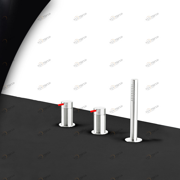 Смеситель для ванны глянцевая сталь с красной ручкой Toki Radomonte TKI14LCIL25