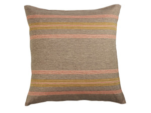 Льняная квадратная полосатая подушка