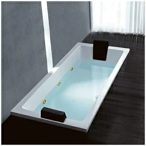 Ванна Gruppo treesse Quadra 180 V078B-DX-GD белая с золотой фурнитурой и гидромассажем  и дезинфекцией прямоугольная встроенная правая
