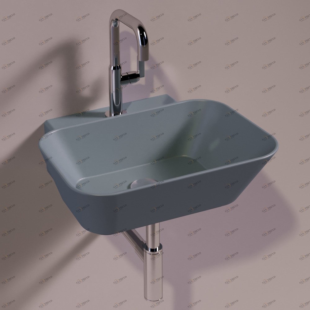 WA08CEMENTOMATT Подвесная раковина настенная прямоугольная Simas  серая 